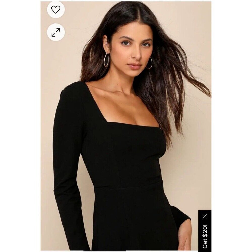 Lulus Infinitely Elegant Black Long Sleeve Maxi High slit Dress Gown size small - Picture 5 of 13